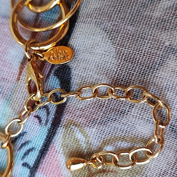 Joan Rivers Gold Tone Double Circles LING Chain Necklace NWOT Layering Signed - Picture 7 of 8